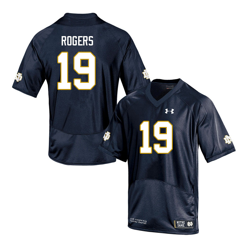 Men #19 Moses Rogers Notre Dame Fighting Irish College Football Jerseys Sale-Navy - Click Image to Close